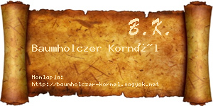 Baumholczer Kornél névjegykártya